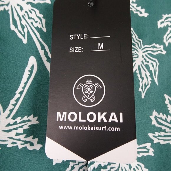 Molokai Surf Short Sleeve Shirt Men's Size M Green Palm Trees Button Front - Picture 7 of 8
